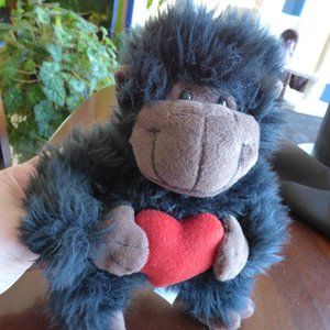 SMALL SOFT HUGABLE GORILLA MONKEY WITH HEART HOLIDAY KIDS BABY DECORATION PLAY